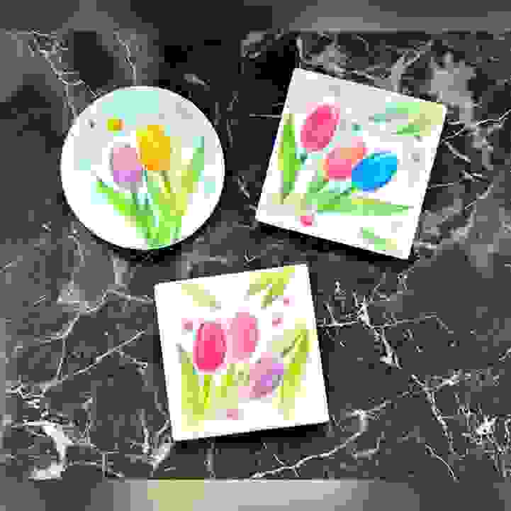 Members enjoy a special rate of $13 - Tulip Blooms Coaster Art by Simply Nagomi